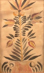 ANTIQUE FRAKTUR WATERCOLOR DRA
