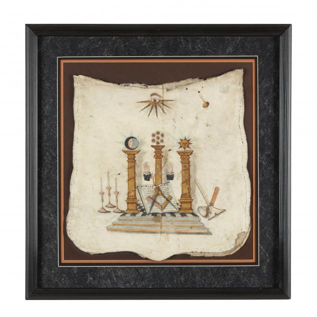 ANTIQUE FRAMED MASONIC APRON