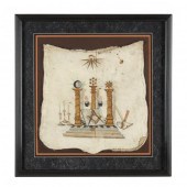 ANTIQUE FRAMED MASONIC APRON P