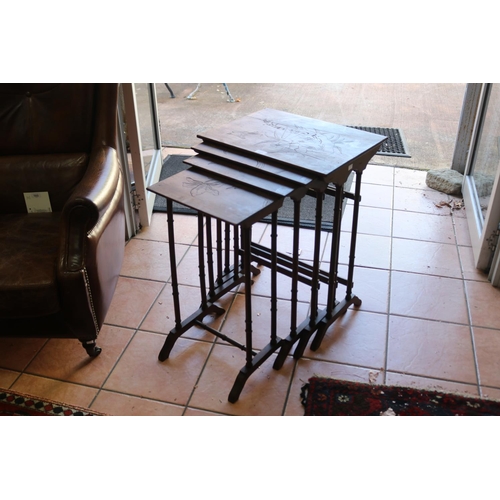 Antique French beech nest of four
