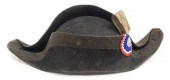 ANTIQUE FRENCH BICORN HAT, COC