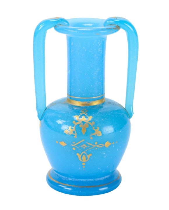 ANTIQUE FRENCH BLUE OPALINE GLASS
