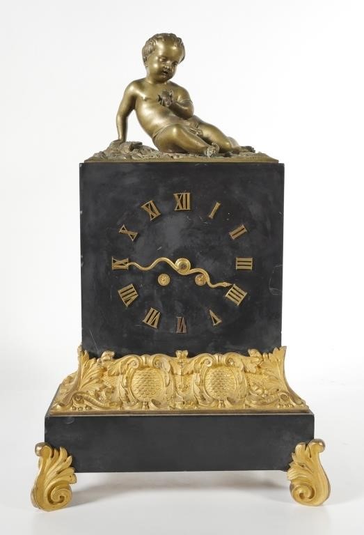 ANTIQUE FRENCH BRONZE & MARBLE