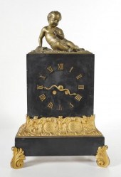 ANTIQUE FRENCH BRONZE & MARBLE