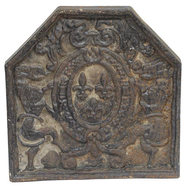 ANTIQUE FRENCH CAST IRON FIREBACK