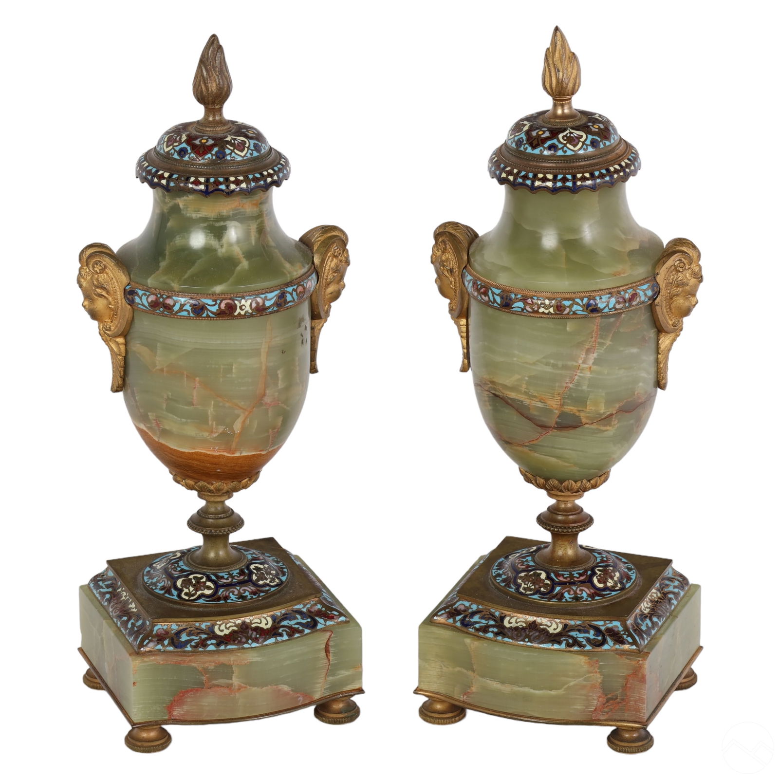 ANTIQUE FRENCH CHAMPLEVE ONYX AND
