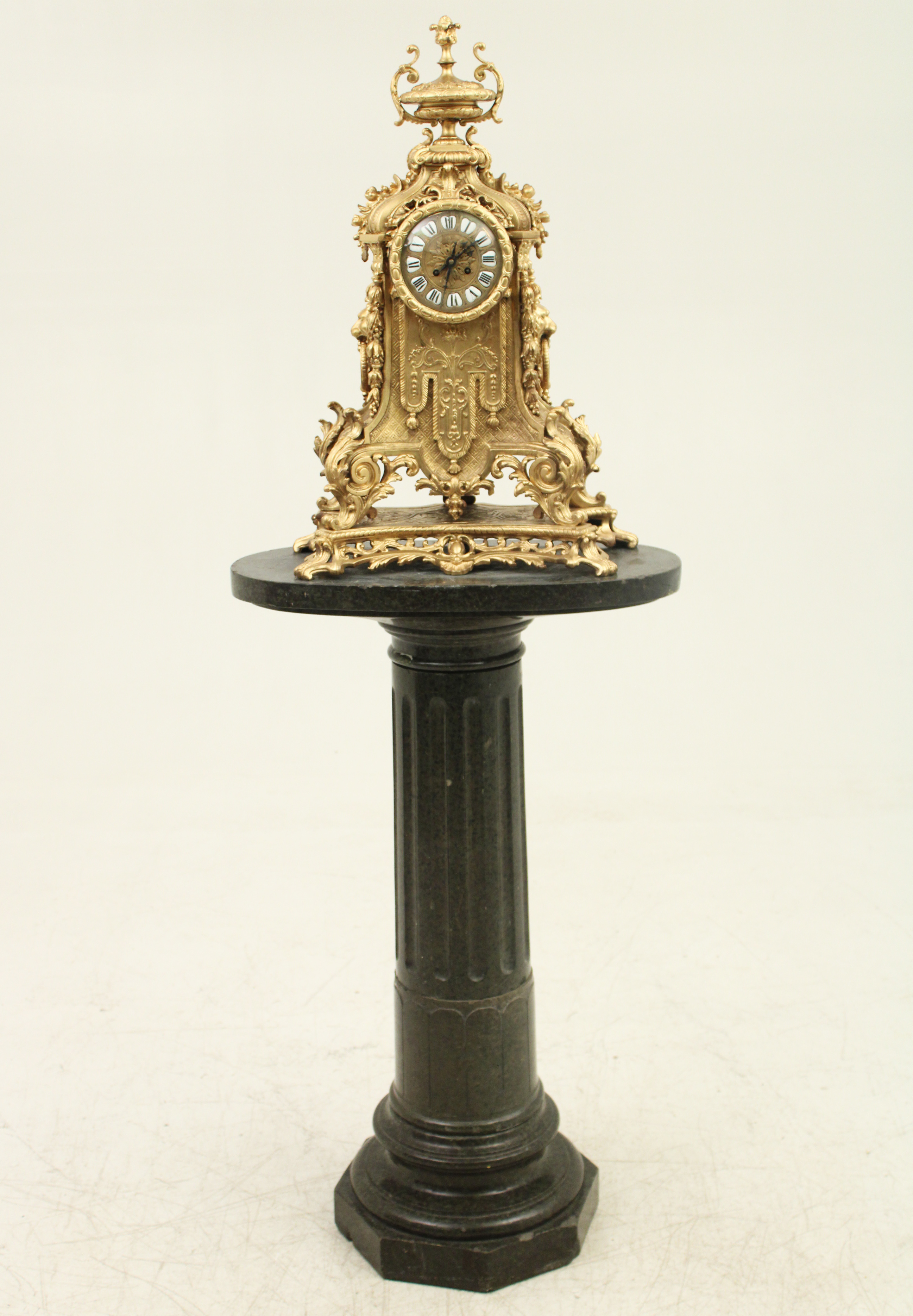 ANTIQUE FRENCH CLOCK & PEDESTAL