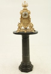 ANTIQUE FRENCH CLOCK & PEDESTA