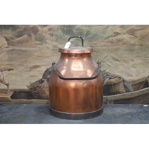 Antique French copper milk churn,