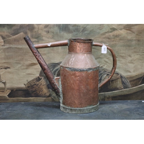 Antique French copper watering can,