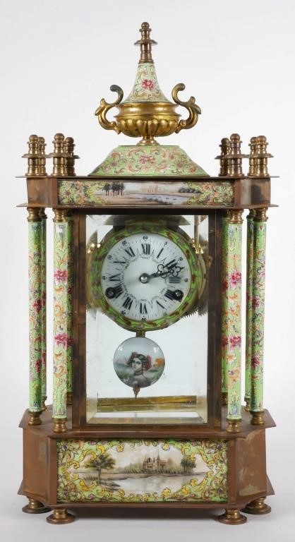 ANTIQUE FRENCH ENAMEL BRASS