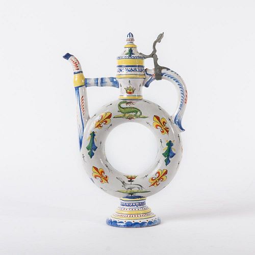 ANTIQUE FRENCH FAIENCE EWER,