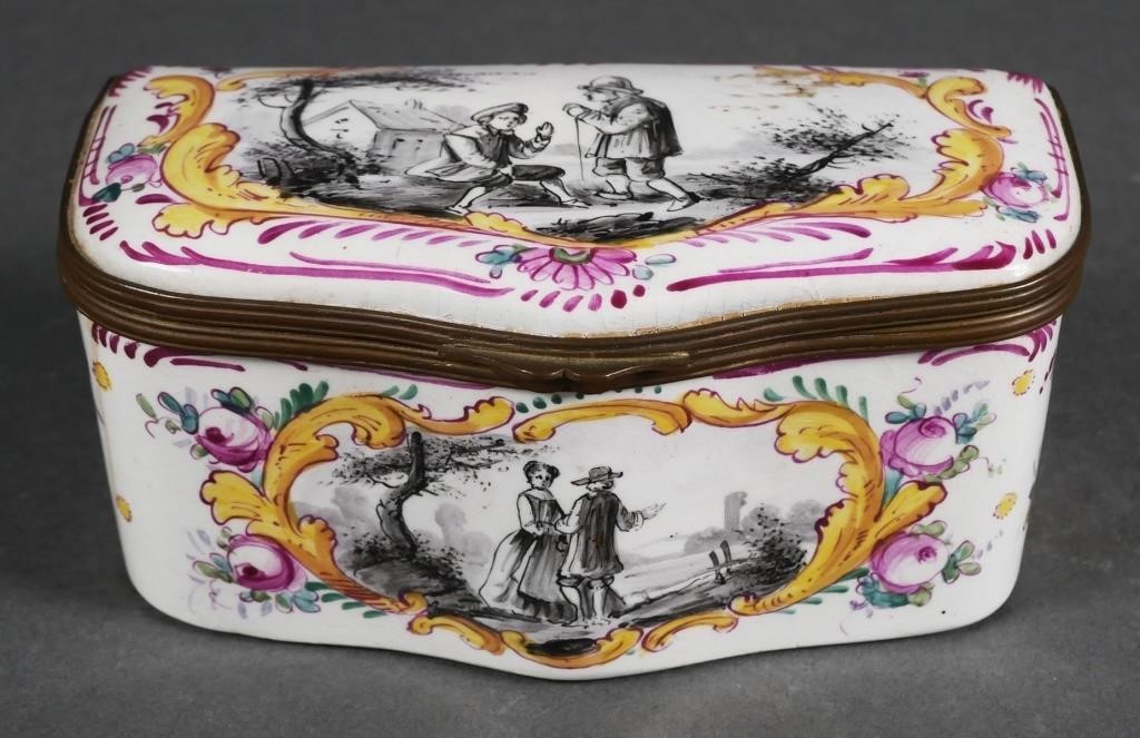 ANTIQUE FRENCH FAIENCE HINGED