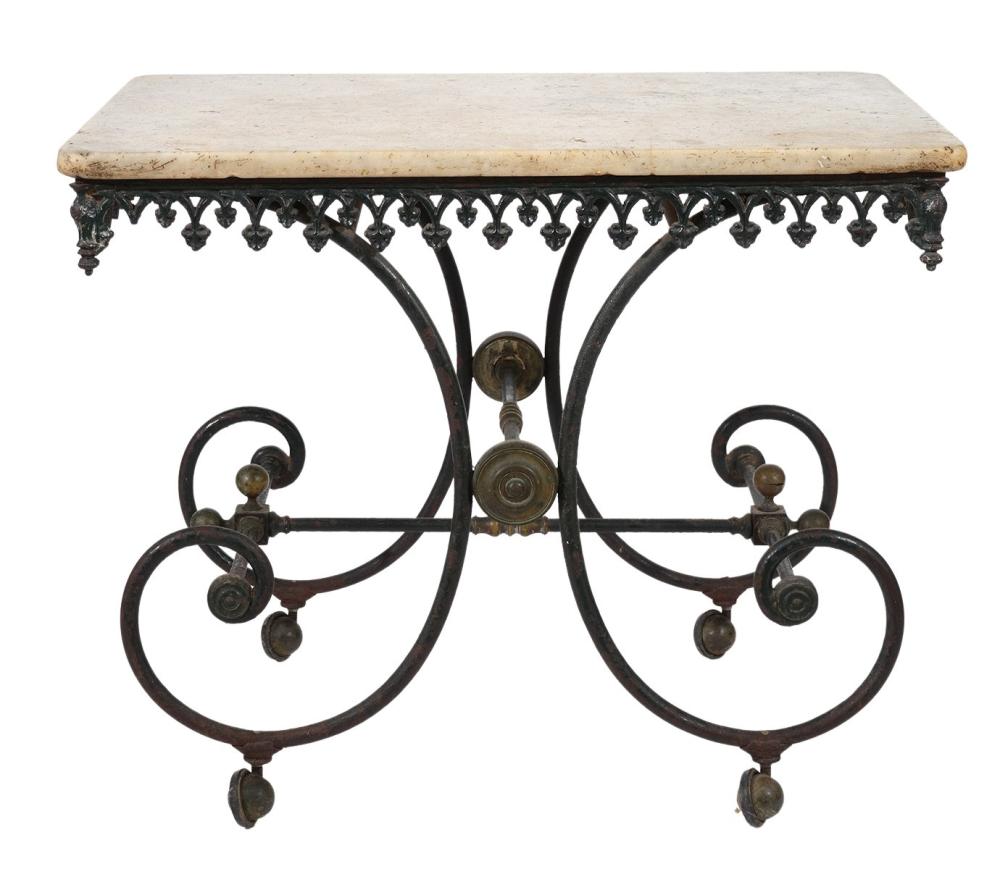 ANTIQUE FRENCH IRON & MARBLE PASTRY