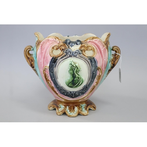 Antique French majolica jardiniere,