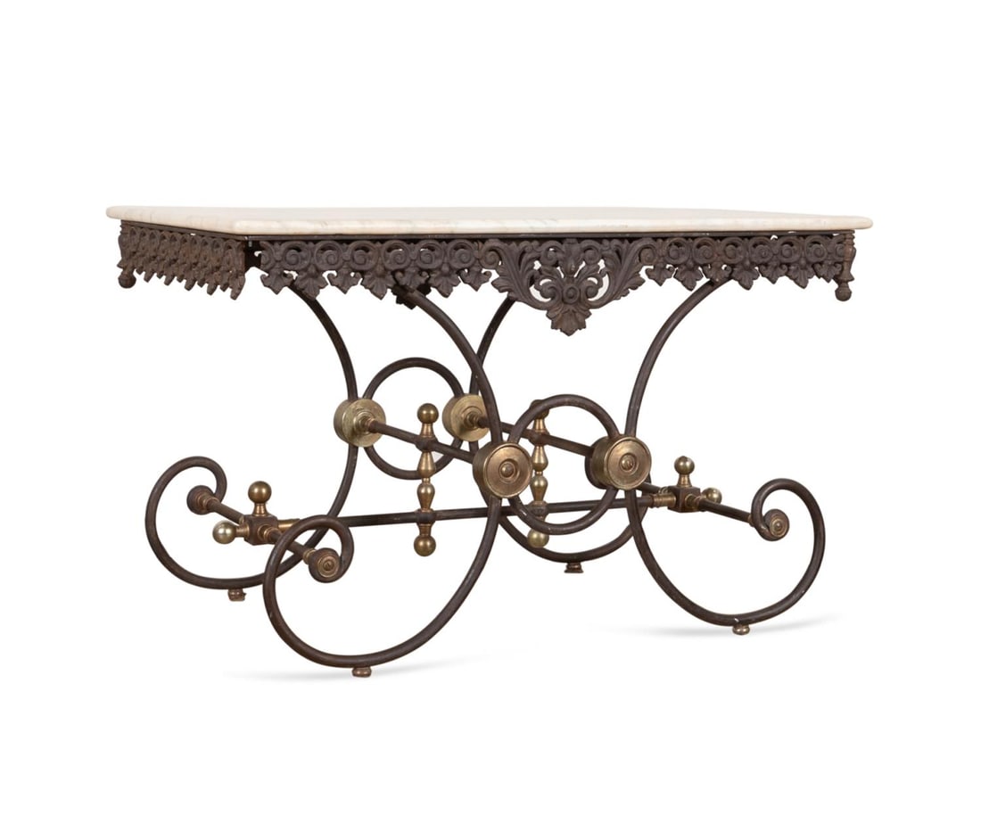 ANTIQUE FRENCH MARBLE TOP IRON