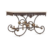 ANTIQUE FRENCH MARBLE TOP IRON