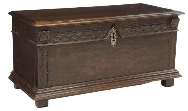 ANTIQUE FRENCH MIXED WOOD COFFER