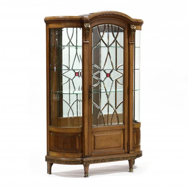 ANTIQUE FRENCH OAK LEADED GLASS