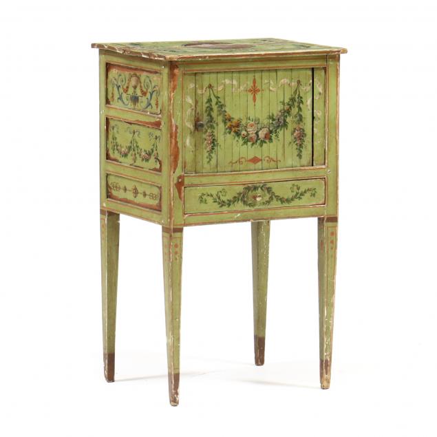 ANTIQUE FRENCH PAINTED TAMBOUR