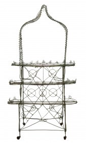 ANTIQUE FRENCH PAINTED WIRE PL