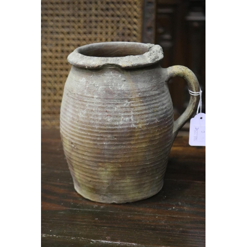 Antique French pottery jug, loop