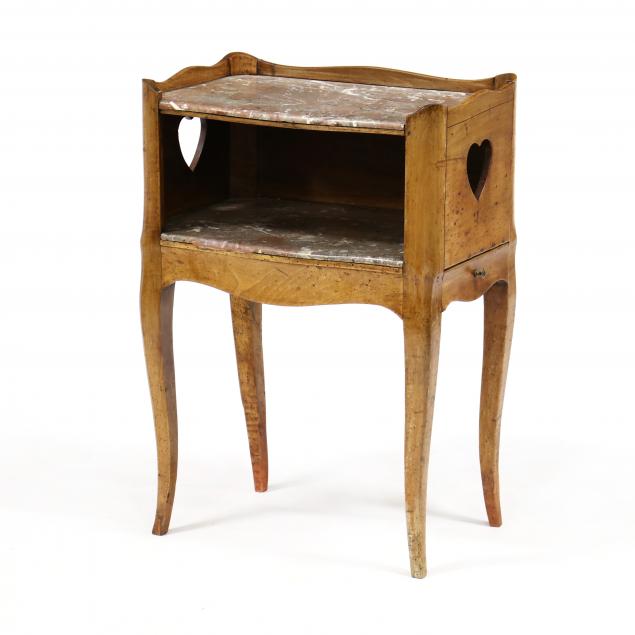 ANTIQUE FRENCH WALNUT AND MARBLE