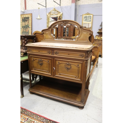 Antique French walnut marble topped