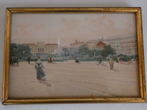 ANTIQUE FRENCH WATERCOLOR OF