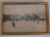 ANTIQUE FRENCH WATERCOLOR OF P