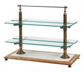 ANTIQUE FRUITWOOD, GLASS AND B