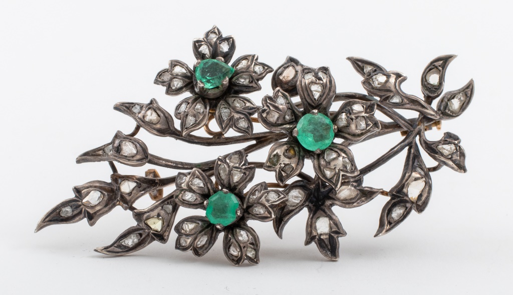 ANTIQUE GEORGIAN DIAMOND EMERALD