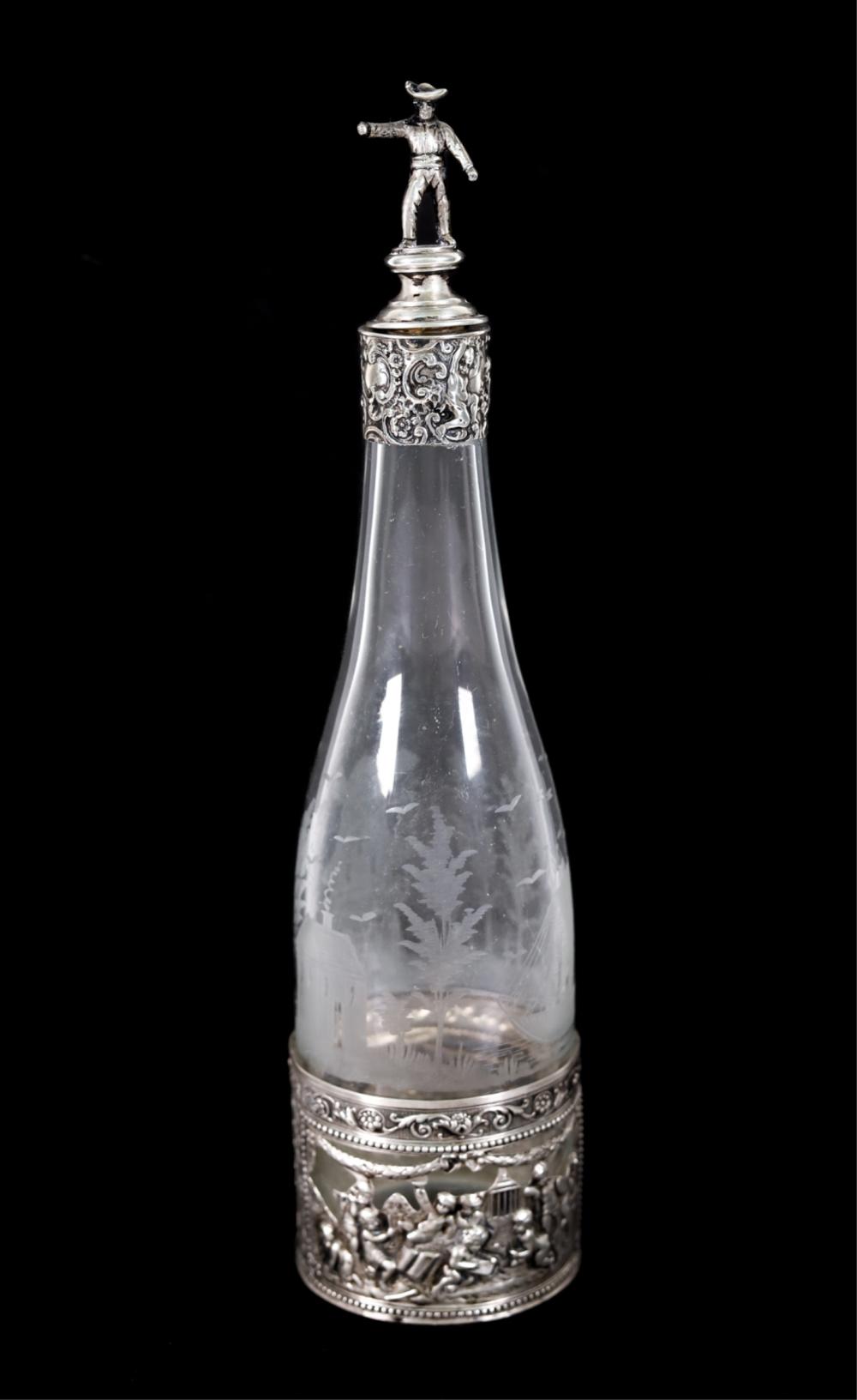 ANTIQUE GERMAN 800 SILVER & GLASS