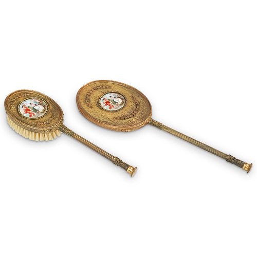 ANTIQUE GILT BRASS VANITY MIRROR