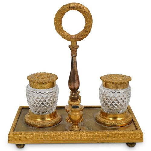 ANTIQUE GILT BRONZE AND GLASS