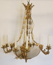 ANTIQUE GILT BRONZE & FROSTED