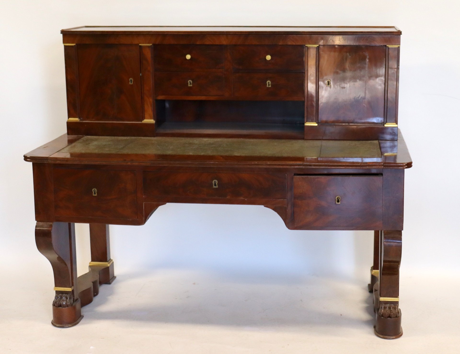 ANTIQUE GILT DECORATED LEATHERTOP
