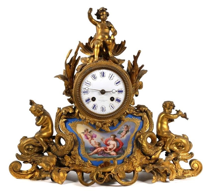 ANTIQUE GILT FRENCH SEVRES MANTEL