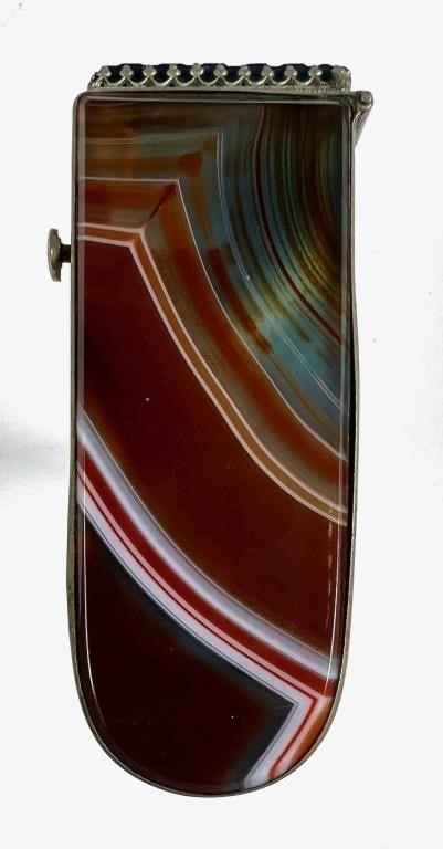 ANTIQUE GILT METAL AND AGATE