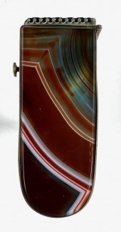 ANTIQUE GILT METAL AND AGATE M
