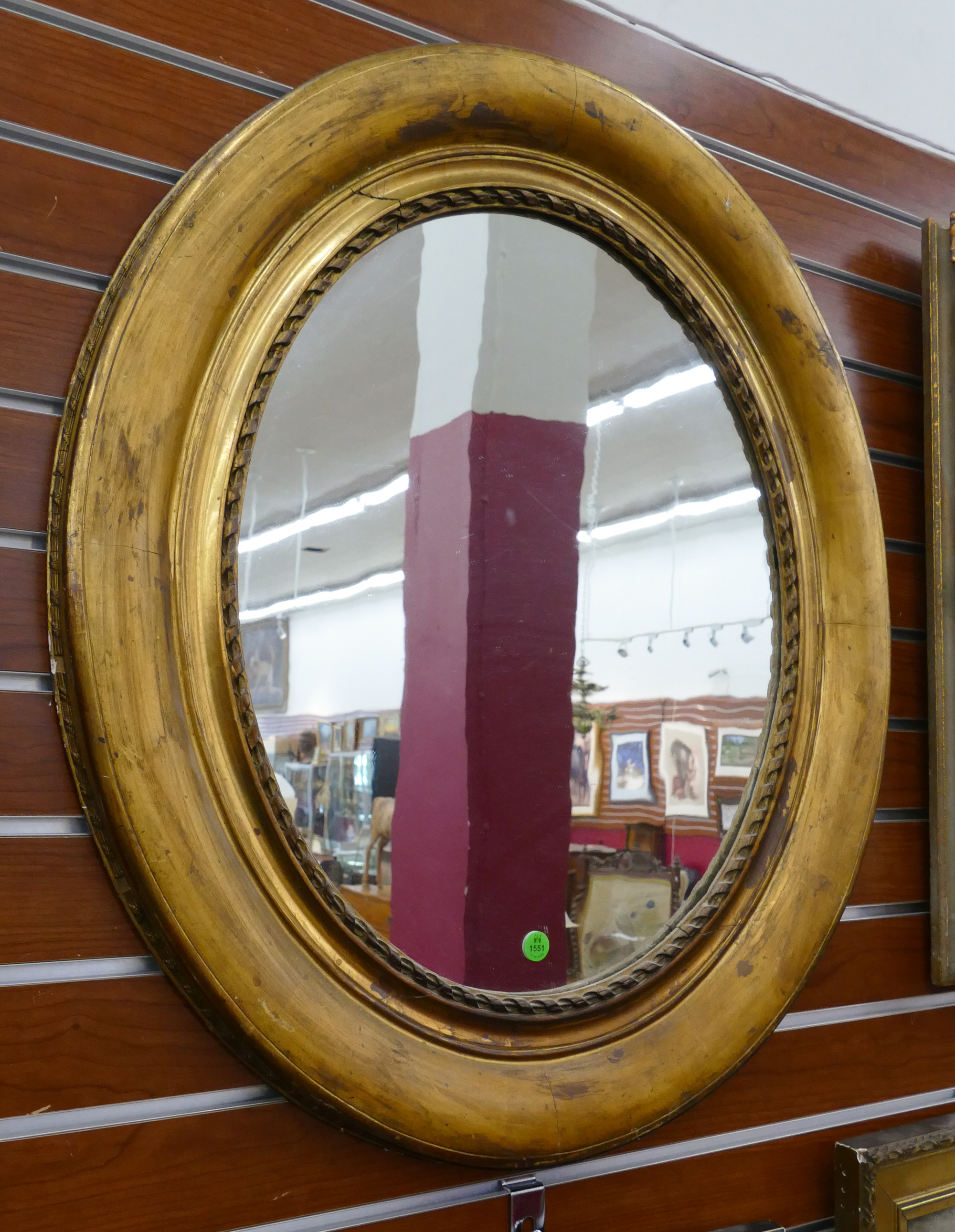 Antique Gilt Oval Framed Mirror-