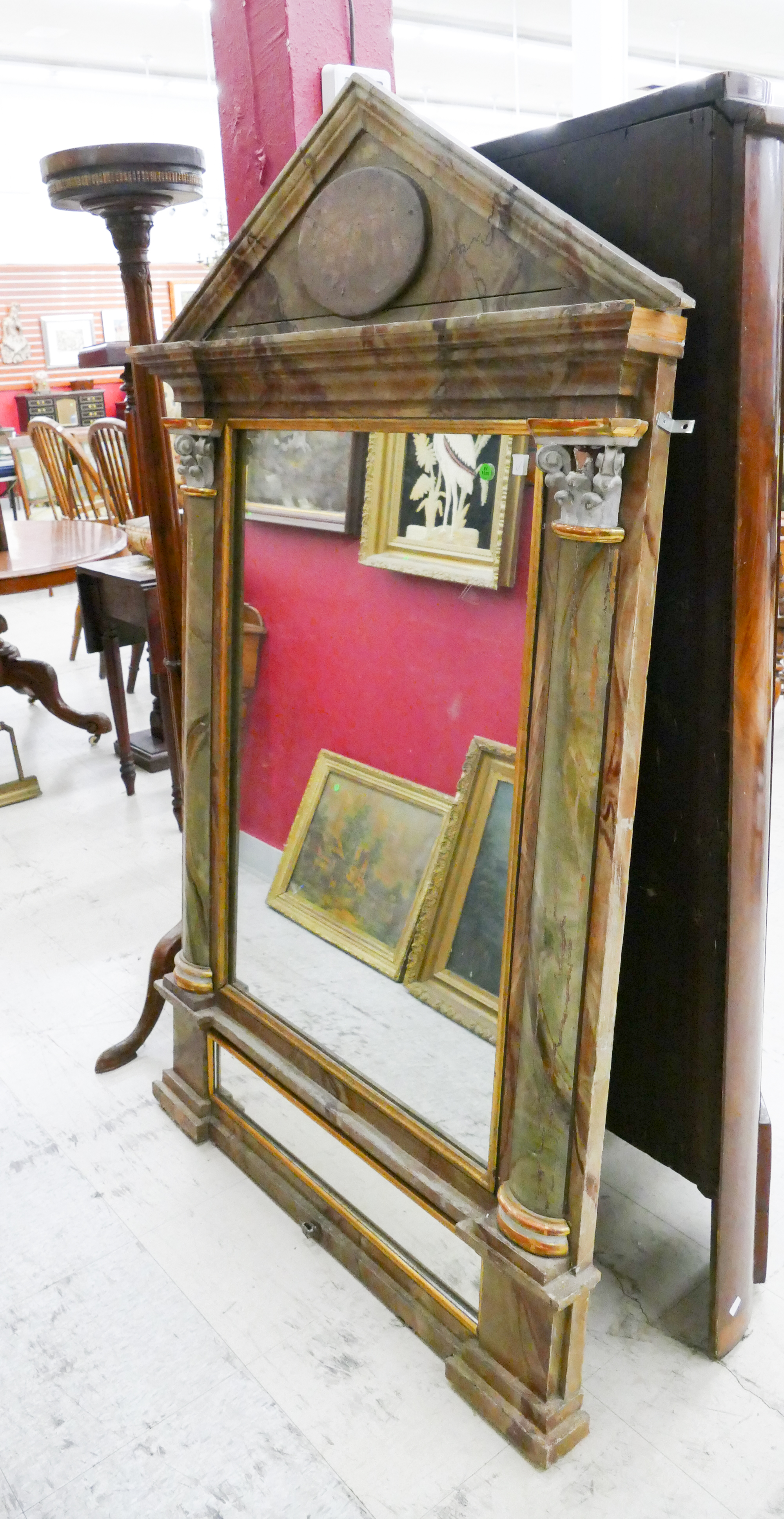 Antique Gilt Painted Column Pier