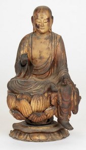 ANTIQUE GILT WOODEN STATUE OF