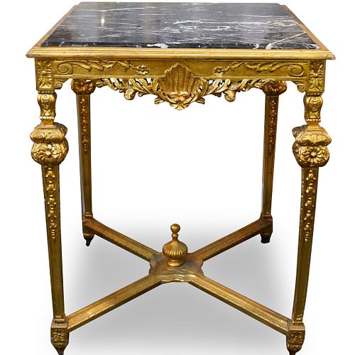 ANTIQUE GILTWOOD AND MARBLE TOP