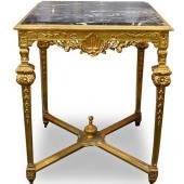 ANTIQUE GILTWOOD AND MARBLE TO