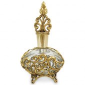 ANTIQUE GLASS & FILIGREE BRASS