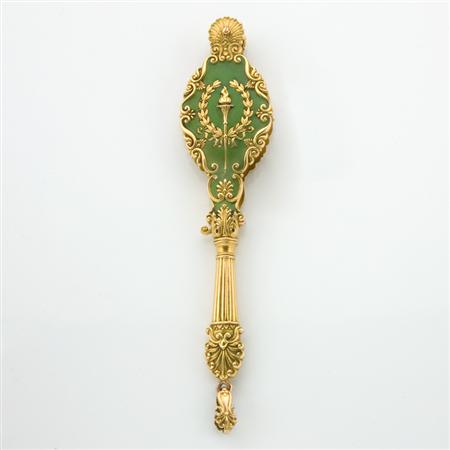 Antique Gold and Green Enamel