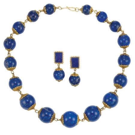 Antique Gold and Lapis Bead