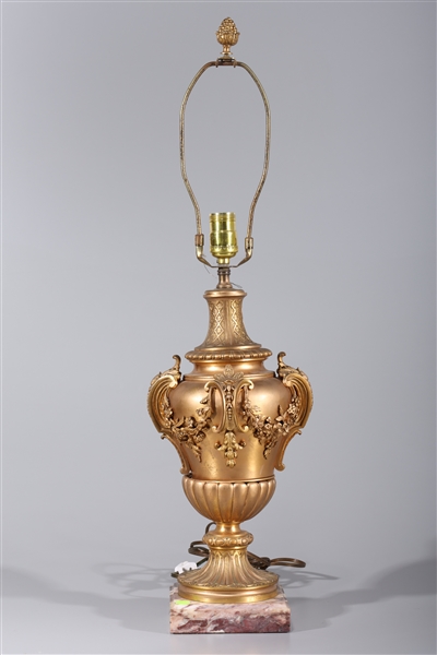 Antique gold brass French lamp;