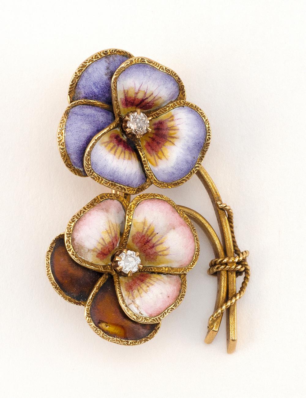 ANTIQUE GOLD, DIAMOND AND ENAMEL